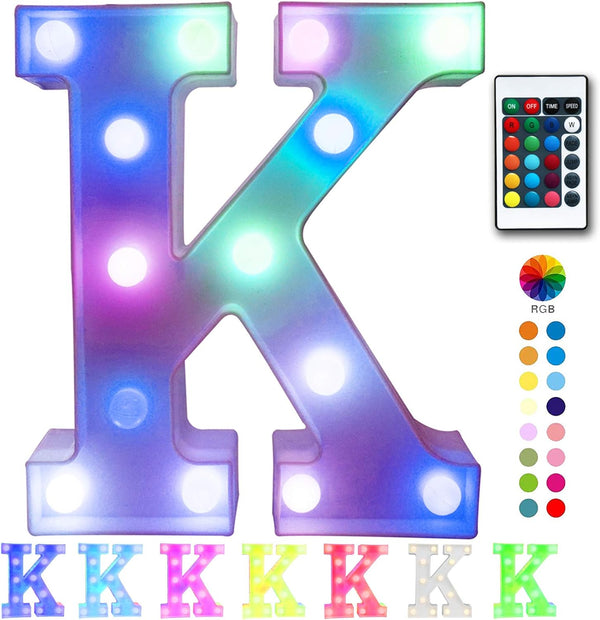 Pooqla Colorful LED Marquee Letter Lights with Remote, Light Up Marquee Signs for Home Decorations