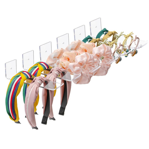 Bigfety 6 Pack Acrylic Headband Holder Wall, Clear Hanging Organizer for Girls and Women