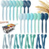 Reusable Plastic Serving Utensils Set of 24, Wheat Straw Large Serving Set for Party Catering