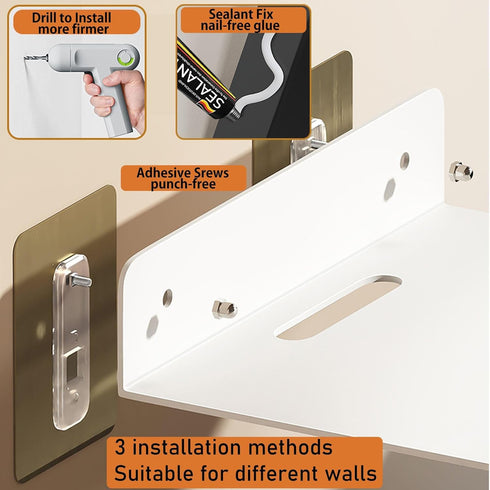 Projector Wall Mount Shelf Floating, Metal Projector Shelf for Wall, No Drilling Projector Stand for Cable Box