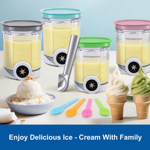 4 pack NC700 Creami Pints and Lids for Ninja Swirl, Creamy Icecream Containers Cups Jars Tubs Canisters Smoothie Pot