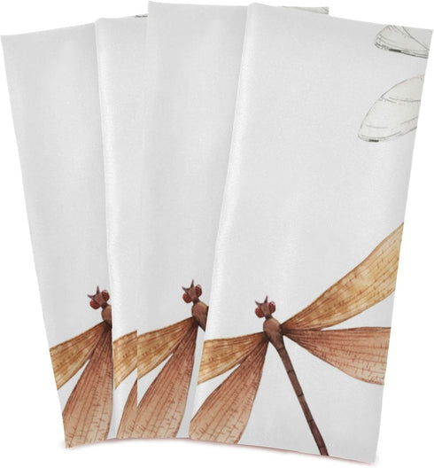 Qilmy Kitchen Dish & Tea Towel Dragonfly Reusable Cloths for Cooking & Drying Dishes, 28x18in-4 PCS