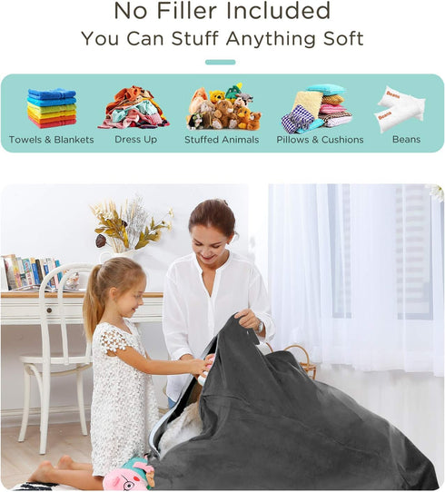 50"x 35" Aubliss Stuffed Animal Storage Bean Bag Chairs Cover, Extra Large Velvet Bean Bags Chair for Kids & Adults