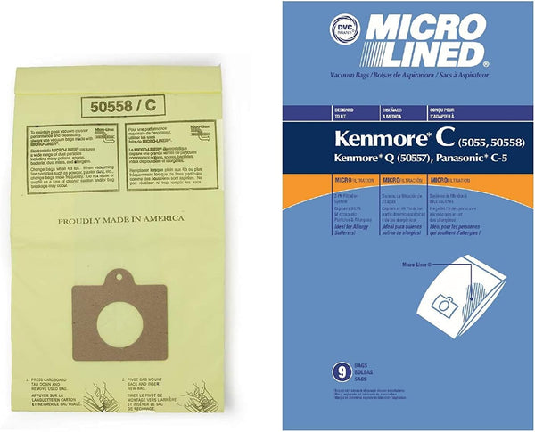 9 Vacuum Cleaner Bags for Panasonic C-5 C5 C Q, Sears Kenmore 5055 50557 50558