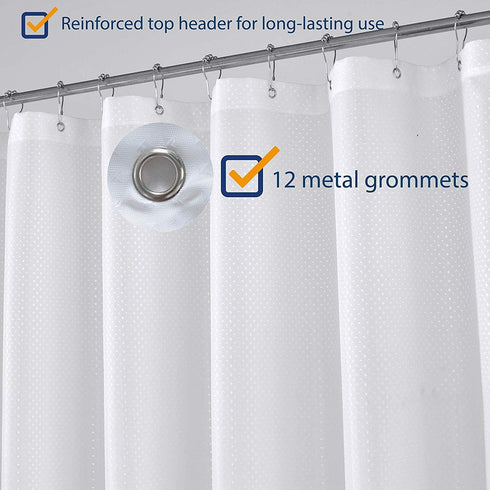 N&Y HOME Hotel Fabric Shower Curtain, Cloth Textured White Shower Curtain with Bottom Magnets, 72 x 72 inches