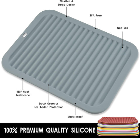 Smithcraft Silicone Trivets for Hot Dishes, Pots and Pans, Hot Pads for Kitchen Counter, Silicone Pot Holders Mats, Heat Resistant Mat for Quartz Countertops, Multi Use Silicone Trivet Mat Set 2 Teal by Smithcraft