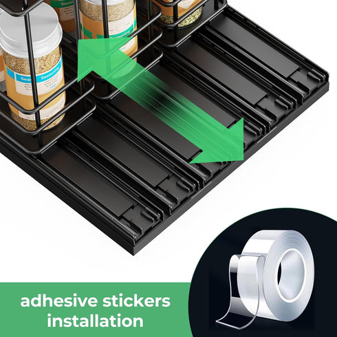 Mystozer 7.4" Wx10.43 Dx8.26 3 2 Pull Out Spice Rack Organizer for Cabinet, Slide Out Spice Racks, Easy to Install