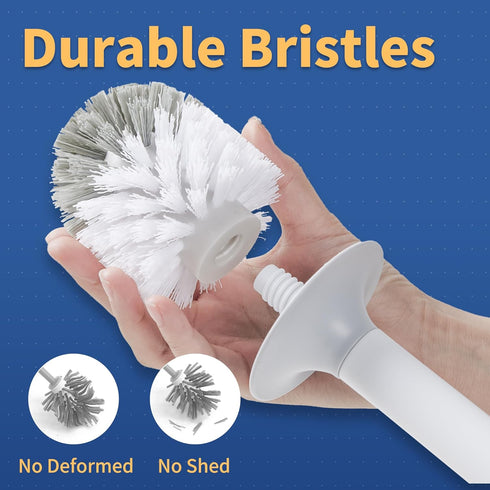 2 Pack Set BOOMJOY Toilet Bowl Brush and Holder, Toilet Brush and Holder with Dense Bristles for Bathroom Deep