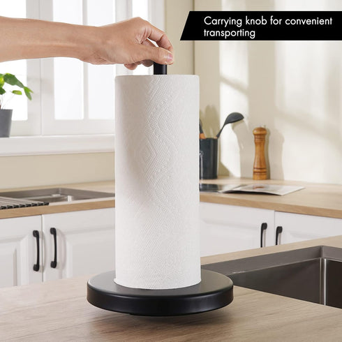 KES Matte Black Paper Towel Holder - Countertop Kitchen Roll Holder Stand for Standard or Giant Rolls