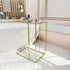 Adompacat C-Shaped End Table, Side Table for Couch,Sofa Snack Table with Tempered Glass & Metal Frame,Small TV Tray