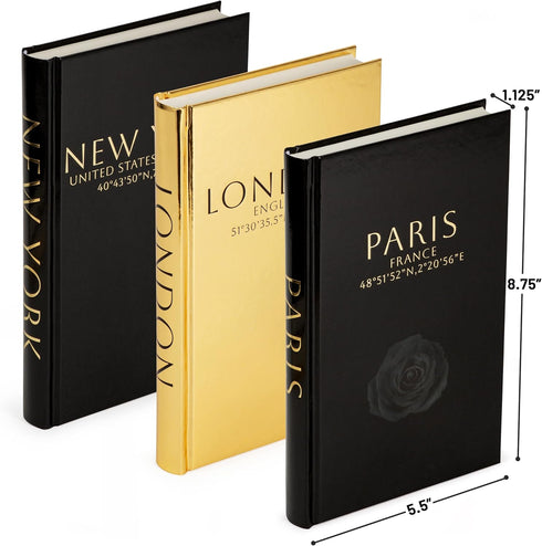 LAMOUR HOME DECOR Set 3 Decorative Books for Home Decor Decorative Hardcover Display Faux Books for Bookshelf Black