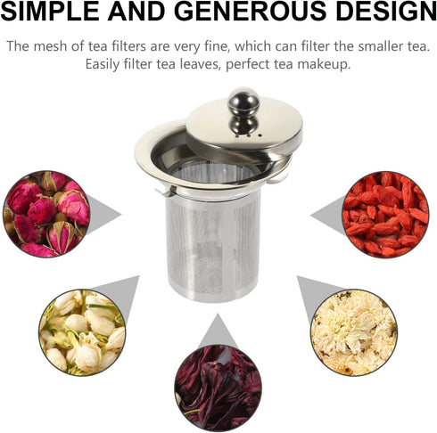 SHERCHPRY Mesh Strainer Tea Strainer, Stainless Steel Loose Tea Infusers with Lid for Glass Teapot