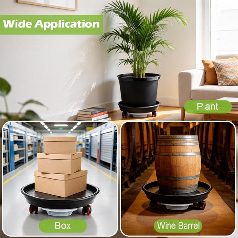 RooTrimmer 13 Inch (2 Pack) Plant Stand Rolling Tray Plant Caddy with Wheels and Removable Drainage Holes and Drip Tray