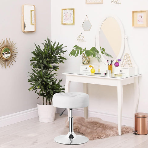 360 SUPER DEAL Vanity Stools for Makeup, Vanity Ottoman Chair with Adjustable Height and Swivel for Makeup Room Bedroom