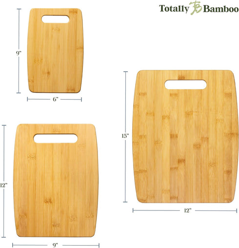 Totally Bamboo 3-Piece Cutting Board Set, Assorted Sizes, Bamboo Wood for Kitchen