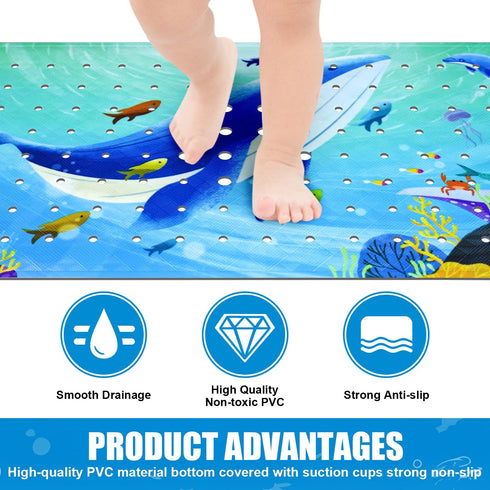 40''x16'' Vanleonet Baby Bath Mat for Tub for Kids, Extra Long Bathtub Mat Non Slip, Toddler Bath Mat Non-Slip for Tub