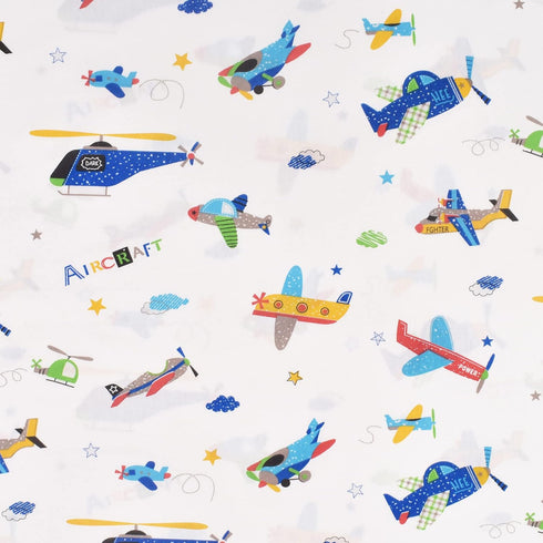 J-pinno Set 100% Set Plane Airplane Aircraft Helicopter Cartoon Twin Sheet Bedroom Decoration Gift Cotton Flat Sheet +