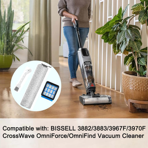 3x 3x 1x 3882/3883/3967F 1640064 For Bissell CrossWave OmniForce & OmniFind Vacuum Cleaner, Multi-Surface Brush Rollers