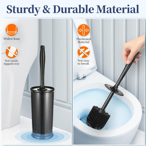 Set: 2 Pack Toilet Bowl Brush Holder Modern Deep Cleaning Bathroom Toilet Scrubber with Caddy for Rv - Rim Decorative