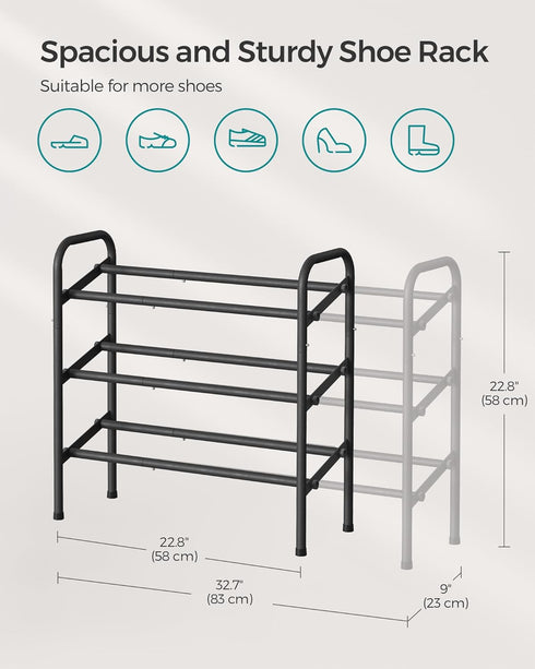 3 20 Closet, SONGMICS Expandable Shoe Rack, Tier Shoe Rack Shelf, Adjustable Shoe Organizer Storage for Pairs of Shoes