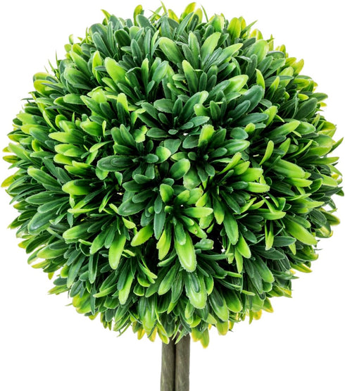 MyGift 15 Inch Boxwood Topiary Tree - 2 Pack Faux Plant Balls in Gray Pulp Planter, Tabletop Home Décor