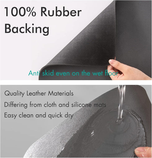 LIMNUO Coffee Maker Mat for Countertops, Backed Absorbent Dish Drying Mat for Kitchen (16"x24", Grey)