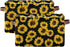senya Large Foldable Storage Basket, Black Fabric Organizer Bag with Sunflowers and Handles 15 x 11 x 9.5 inch