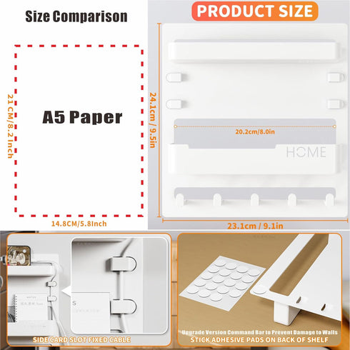 SUOXING Bedside Wall Organizer for Bedroom,Rv,Small Rooms,Nightstand and Bedside Wall Shelf for Earphone,Glasses,Remote