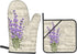 Lavender Flowers Vintage Oven Mitts and Pot Holders Set of 4, High Heat Resistant for Kitchen Cooking BBQ