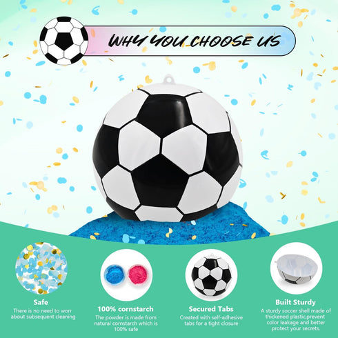 LIONTELO Supplies6 inch Gender Reveal Soccer Ball with Powder and Confetti Exploding Soccer Balls Kit Gender Reveal