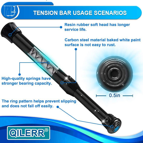 Tension Rods 28 to 48 Inches 6 Pack Adjustable Extension Black Spring Loaded Curtain Rod for Windows