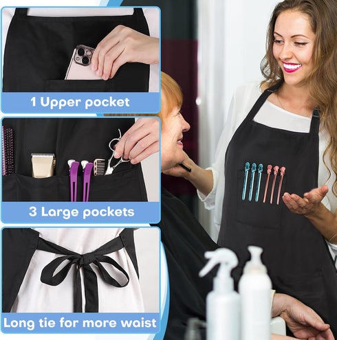 4 34 Inch Noverlife Hair Stylist Apron with Pockets, Hair Resistant Long Hairdresser Aprons w/Adjustable Strap