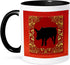 3dRose Zodiac Pig Chinese New Year Mug, Red, Gold, Two Tone, 11 oz, Black/White