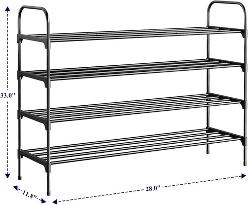 3-Tier Closet, 28.0" 11.8" 33.0", Kitsure Shoe Rack - Space-Saving Shoe Organizer & Shoe Shelf with Handle, Easy