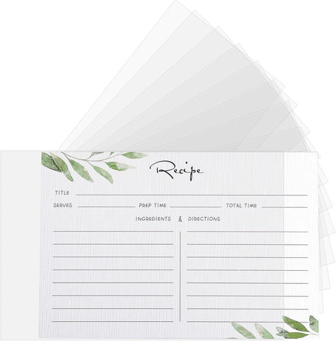 Recipe Card Protectors, Recipe Card Covers, Kitchen Plastic Recipe Sheet Protectors Clear Recipe Page Protector Index Card Sleeve
