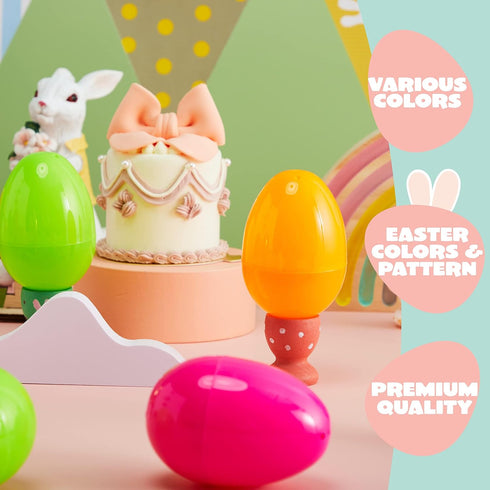 3.15" 494 6 JOYIN PCS Plastic Easter Eggs Golden Eggs, Large Empty Eggshells Fillable for Easter Hunt, Parties, Basket