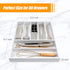 Bellsal Bamboo Silverware Drawer Organizer, 7 Slot Utensil Holder with Grooved Dividers for Kitchen and Office