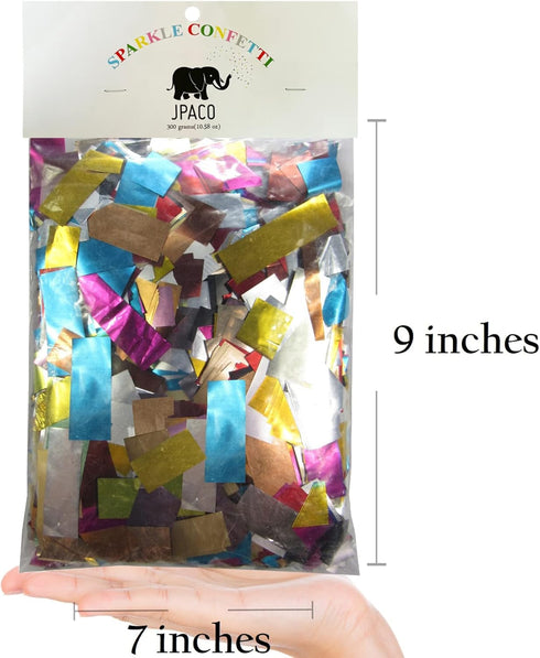LARGE Metallic Confetti, Jumbo Mylar Rainbow Foil Bag for New Years, Birthdays, Weddings (300 Grams, 7,500 PCS)