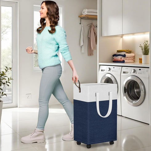 75L HomeHacks Rolling Laundry Basket with Wheels, Collapsible & Waterproof Laundry Hamper, Mobile Clothes Hamper