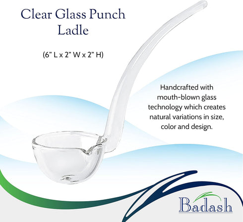 Badash 6" Small Glass Gravy Ladle, Artisan Quality Mouth-Blown Lead-Free Crystal, Clear Serving Utensil