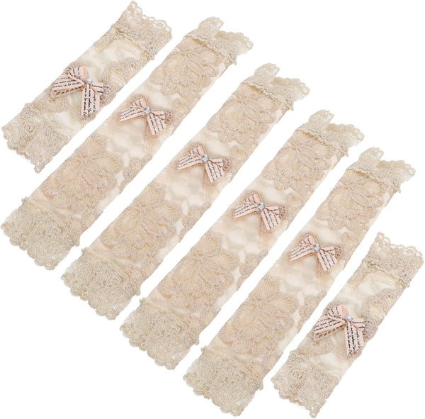 6pcs Refrigerator Handle Gloves, Lace Gloves Door Handle Covers for Appliances, Kitchen Appliance Cover, Beige Fabric