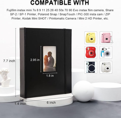Vienrose Instax Mini Photo Album Book, Holds 208 Pictures 2x3 for Fujifilm Instax Mini Cameras, Kpop Photocard Black