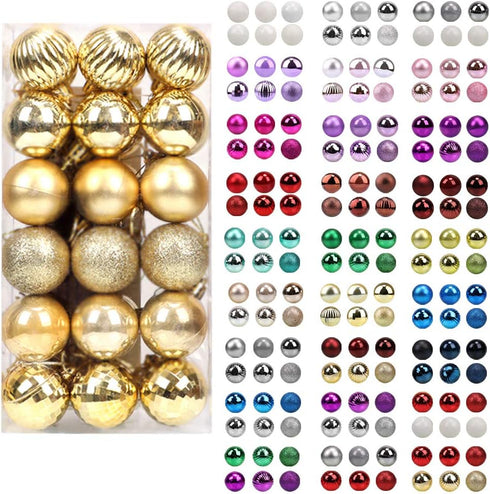 walsport Christmas Balls Ornaments for Xmas Tree, 36ct Plastic Shatterproof Baubles for Christmas Party Decoration