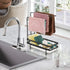 JUXYES Kitchen Sink Caddy Sponge Holder with Dishcloth Drying Rack, Storage Organizer for Kitchen Countertop, Black