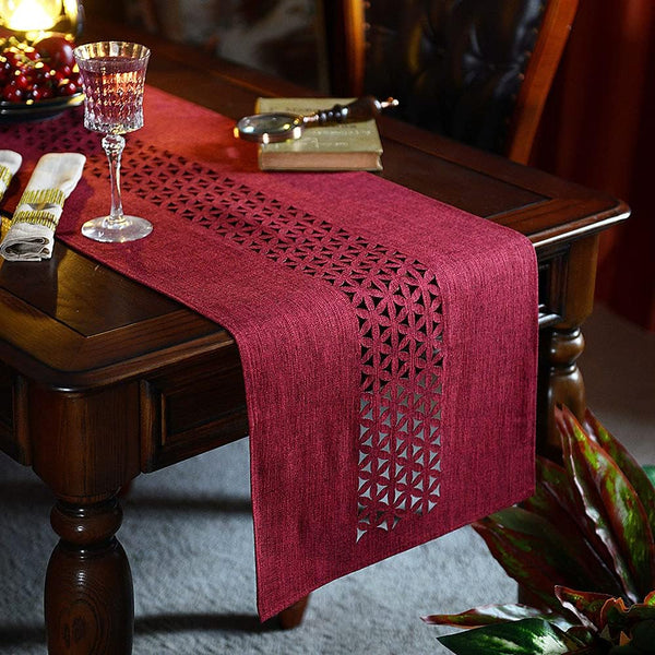 ARTABLE Burgundy Rectangle Table Runner, Fabric Home Garden Table Runner for Indoor and Outdoor Dining (16 x 120 Inch)