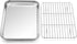 P&P CHEF 10.4 Inch Baking Sheet Pan with Rack Set, Stainless Steel Cookie Sheet Pan for Oven Use