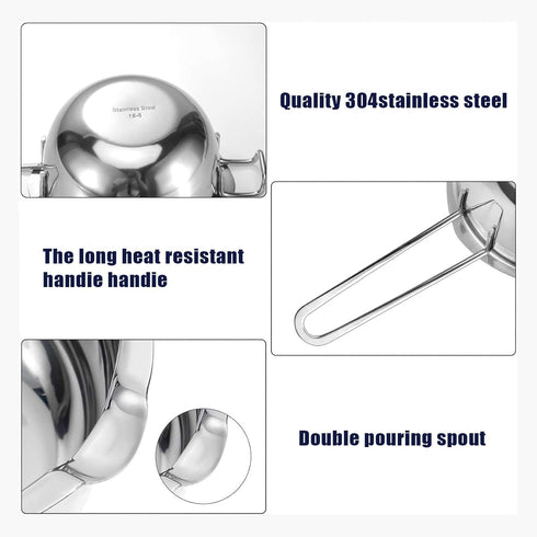 1000ML Double Boiler Pot Set, Stainless Steel Melting Pot for Chocolate, Candle and Candy Making (34oz)