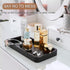 ALELION 8" Black Bathroom Vanity Tray, Wood Organizer for Dresser Tops, Soap Dispenser, Jewelry Catchall