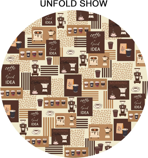 Granbey 60 Inch Classic Coffee Themed Table Cloth - Mocha Latte Milk Round Tablecloth Beige Brown Table Cover