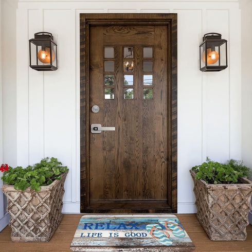Beach Nautical Old Planks Indoor Door Mat, Non-Slip Coastal Ocean Decoration Rug, 23.6in*15.7in